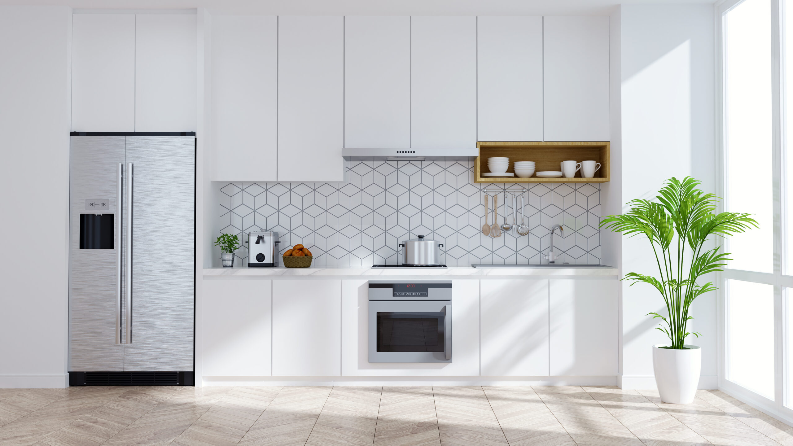 Diseño de casas de hormigon - Cocina luminosa